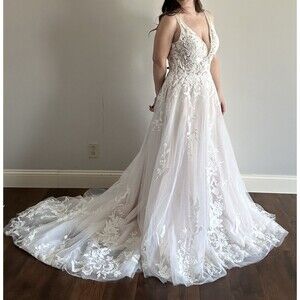 Brooklyn Grace A-Line Boho Wedding Dress Size 16, 32” Waist, 36” Bust